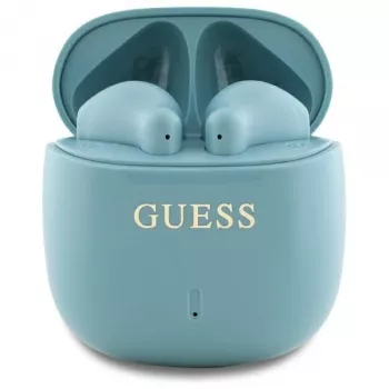 Guess Printed Classic Logo auriculares Bluetooth TWS com estojo de carregamento (Turquesa)