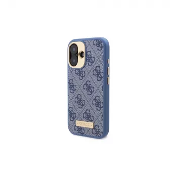 Guess GUHMP16SU4GPRB iPhone 16 6.1 capa rígida Azul 4G Logo Plate MagSafe
