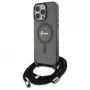 Guess GUHMP16LHCTSGNSK iPhone 16 Pro 6.3 capa rígida Crossbody Cord Script MagSafe Preto