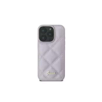 Guess GUHCP16SPSQSQSU capa rígida Quilted Metal Logo para Apple iPhone 16 6,1
