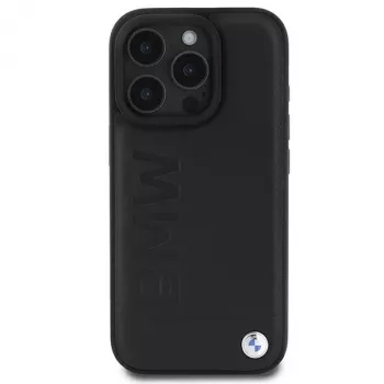 BMW Hot Stamp capa rígida em pele para iPhone 16 Pro 6,3 inch Preto