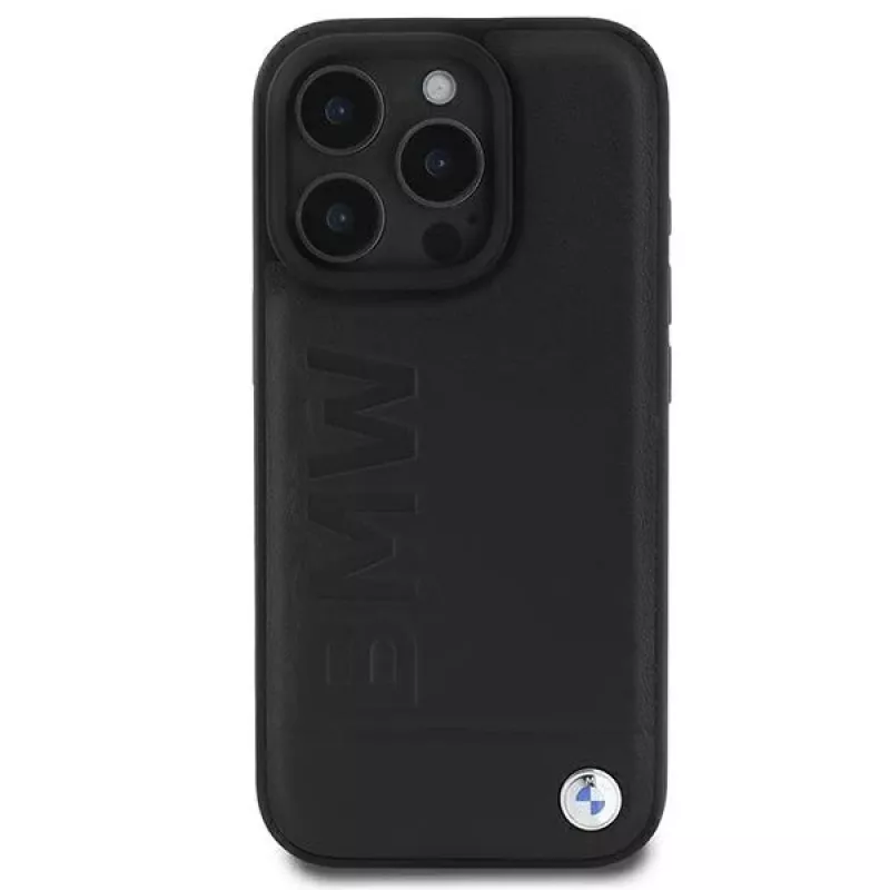 BMW Hot Stamp capa rígida em pele para iPhone 16 Pro 6,3 inch Preto