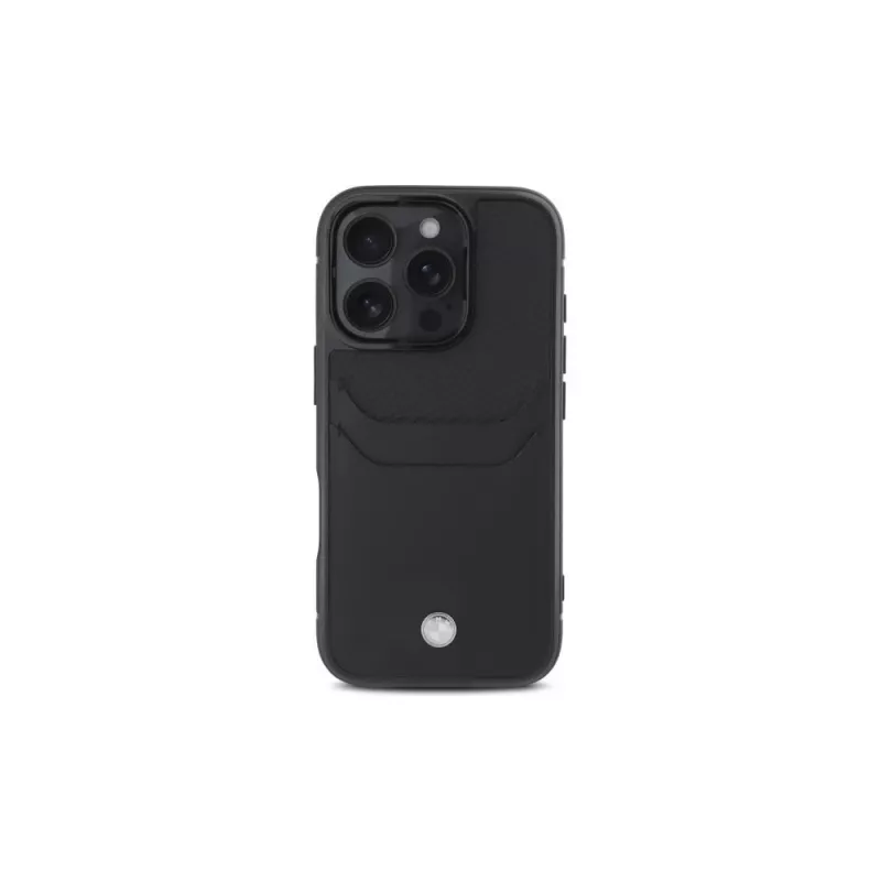 BMW Signature capa rígida em pele com compartimento para cartões para Apple iPhone 16 Pro Max 6,9