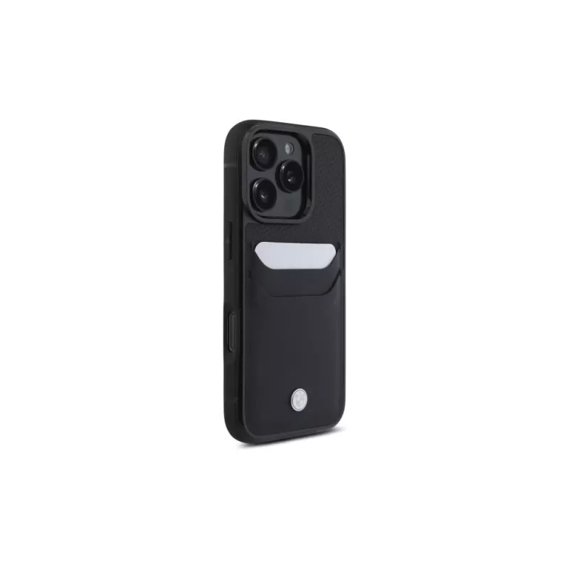 BMW Signature capa rígida em pele com compartimento para cartões para Apple iPhone 16 Pro Max 6,9