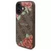 Guess GUHMP16SP4ROPEMCW Capa rígida para Apple iPhone 16 6,1 polegadas castanha 4G Flowers Print MagSafe