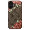 Guess GUHMP16SP4ROPEMCW Capa rígida para Apple iPhone 16 6,1 polegadas castanha 4G Flowers Print MagSafe