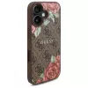 Guess GUHMP16SP4ROPEMCW Capa rígida para Apple iPhone 16 6,1 polegadas castanha 4G Flowers Print MagSafe