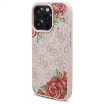 Guess GUHMP16XP4ROPEMCP Capa rígida para iPhone 16 Pro Max 6,9 polegadas rosa 4G Flowers Print MagSafe