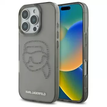 Karl Lagerfeld IML Rhinestones Karl Head Capa para iPhone 16 Pro Max (preto)