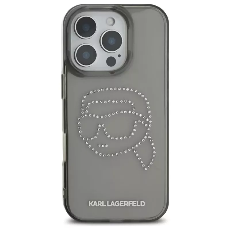 Karl Lagerfeld IML Rhinestones Karl Head Capa para iPhone 16 Pro Max (preto)