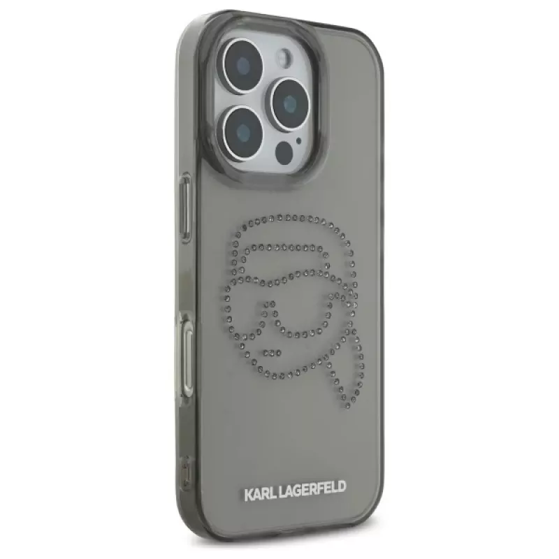 Karl Lagerfeld IML Rhinestones Karl Head Capa para iPhone 16 Pro Max (preto)