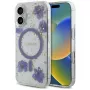 Guess Resin Flowers Glitter Capa MagSafe para iPhone 16 roxa