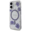 Guess Resin Flowers Glitter Capa MagSafe para iPhone 16 roxa