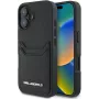 Karl Lagerfeld HC Grained PU Card Slot Metal Elongated Capa para iPhone 16, preto