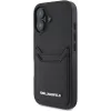 Karl Lagerfeld HC Grained PU Card Slot Metal Elongated Capa para iPhone 16, preto