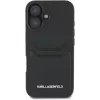 Karl Lagerfeld HC Grained PU Card Slot Metal Elongated Capa para iPhone 16, preto