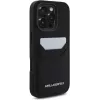 KARL LAGERFELD HC Grained PU Card Slot Metal Elongated Capa para iPhone 16 Pro preto
