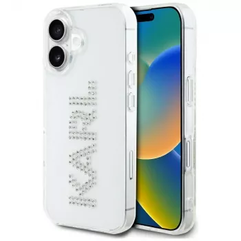 KARL LAGERFELD IML Rhinestones Logo Capa traseira para Apple iPhone 16 - transparente