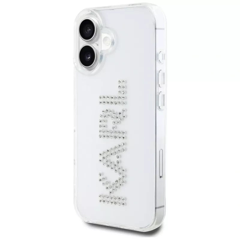 KARL LAGERFELD IML Rhinestones Logo Capa traseira para Apple iPhone 16 - transparente