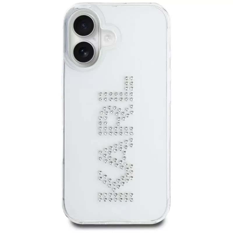 KARL LAGERFELD IML Rhinestones Logo Capa traseira para Apple iPhone 16 - transparente