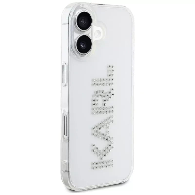KARL LAGERFELD IML Rhinestones Logo Capa traseira para Apple iPhone 16 - transparente
