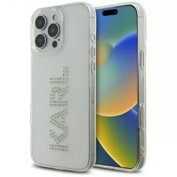 Karl Lagerfeld IML Rhinestones Logo Capa para iPhone 16 Pro, transparente