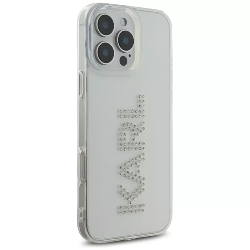 Karl Lagerfeld IML Rhinestones Logo Capa para iPhone 16 Pro, transparente