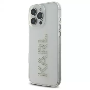 Karl Lagerfeld KLHCP16XHKLSTDCT Capa rígida para iPhone 16 Pro Max 6,9 polegadas transparente com logótipo de strass