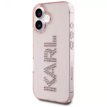 Karl Lagerfeld IML Rhinestones Logo Capa traseira para iPhone 16, rosa