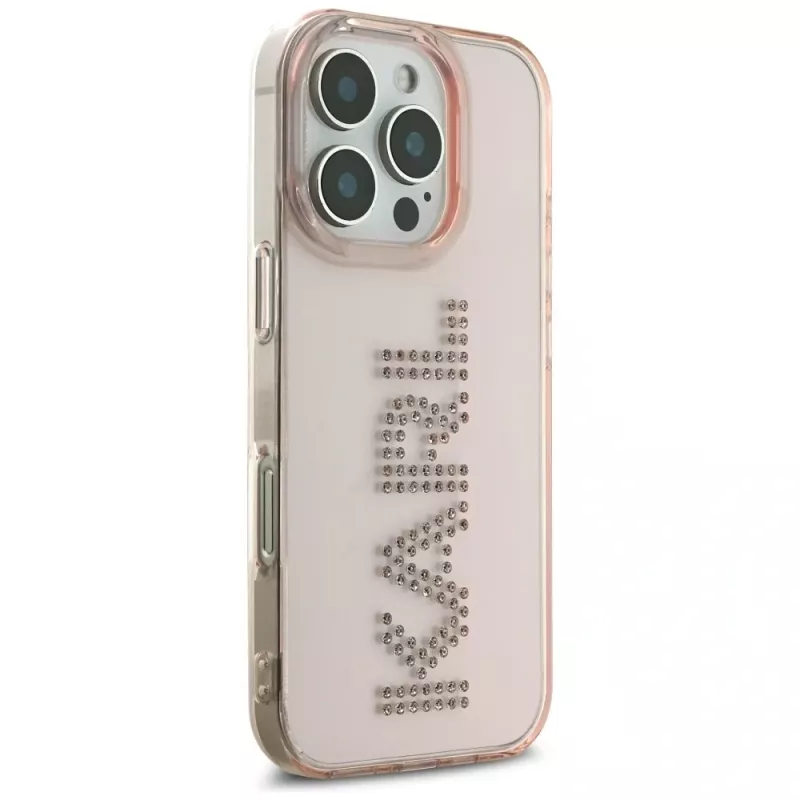 KARL LAGERFELD IML Rhinestones Logo Capa para iPhone 16 Pro rosa