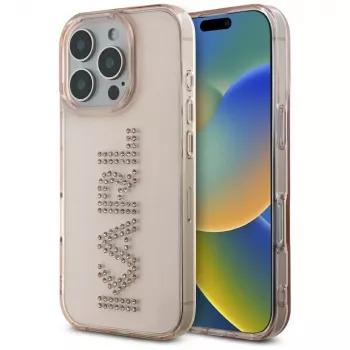 KARL LAGERFELD IML Rhinestones Logo Capa para iPhone 16 Pro Max rosa