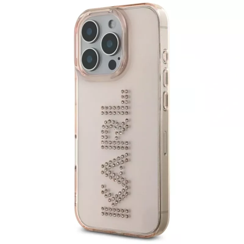 KARL LAGERFELD IML Rhinestones Logo Capa para iPhone 16 Pro Max rosa