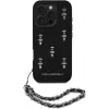 Capa traseira Karl Lagerfeld Saffiano Crystals with Chain para iPhone 16 Pro, preto