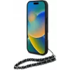 Capa traseira Karl Lagerfeld Saffiano Crystals with Chain para iPhone 16 Pro, preto