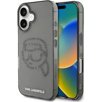 Karl Lagerfeld IML Rhinestones Karl Head Capa para iPhone 16 (preto)