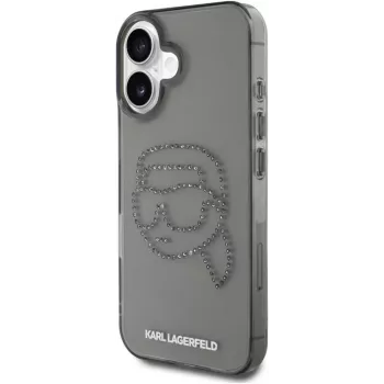 Karl Lagerfeld IML Rhinestones Karl Head Capa para iPhone 16 (preto)