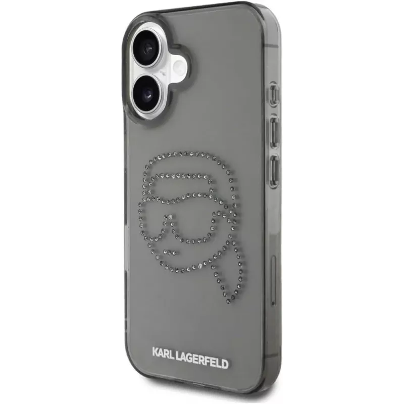 Karl Lagerfeld IML Rhinestones Karl Head Capa para iPhone 16 (preto)