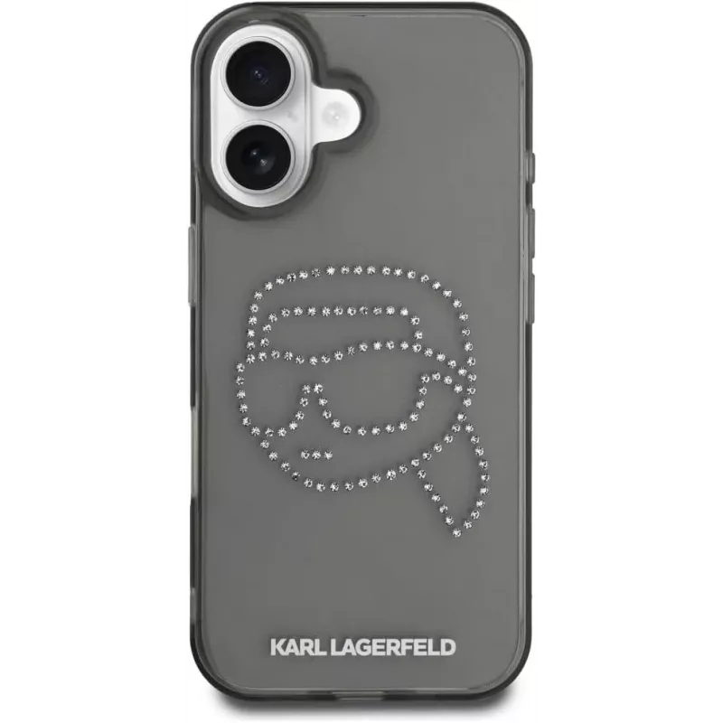 Karl Lagerfeld IML Rhinestones Karl Head Capa para iPhone 16 (preto)
