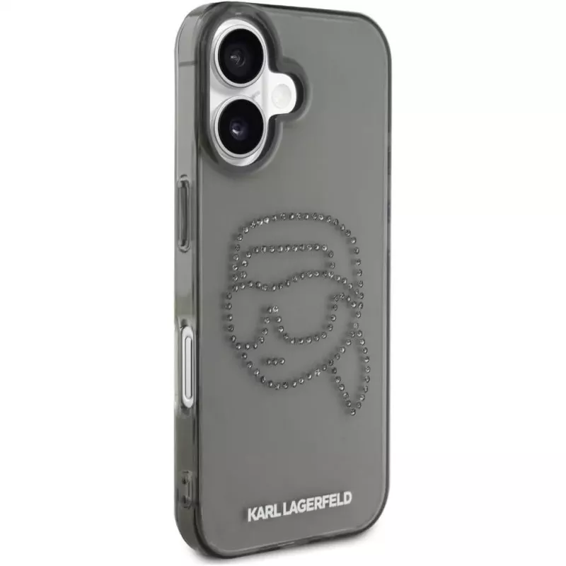 Karl Lagerfeld IML Rhinestones Karl Head Capa para iPhone 16 (preto)