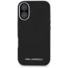 Karl Lagerfeld Saffiano FullWrapped Elongated Metal Logo Capa MagSafe para iPhone 16 preto