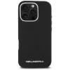 Karl Lagerfeld Saffiano Full Wrapped Elongated Metal Logo Capa MagSafe para iPhone 16 Pro preto