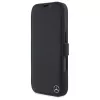 Mercedes-Benz MEBKP16S23RBGVK Capa tipo livro para iPhone 16 6,1, preto, pele sintética e imitação de madeira