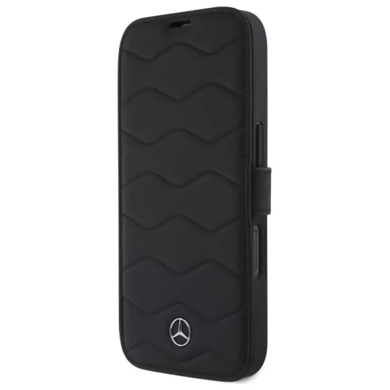 Mercedes-Benz MEBKP16X23RWRSK Capa tipo livro Leder Waves para iPhone 16 Pro Max 6,9 polegadas preto