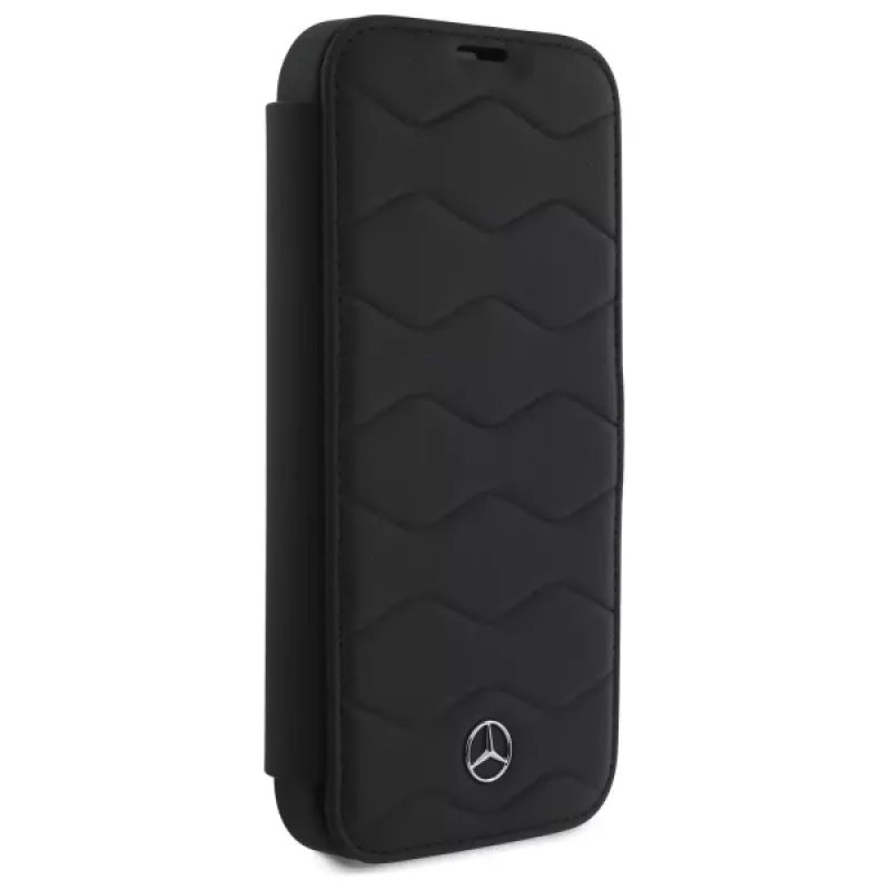 Mercedes-Benz MEBKP16X23RWRSK Capa tipo livro Leder Waves para iPhone 16 Pro Max 6,9 polegadas preto