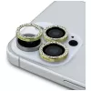 Guess BP Rhinestone Conjunto protetor de ecrã e lente da câmara 2 em 1 para iPhone 16 Pro Max dourado