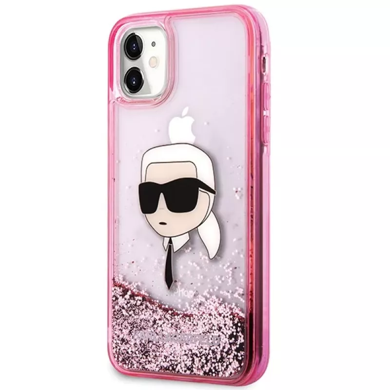 Karl Lagerfeld KLHCN61LNKHCP Capa Rígida para iPhone 11/XR, Rosa, Glitter Karl Head