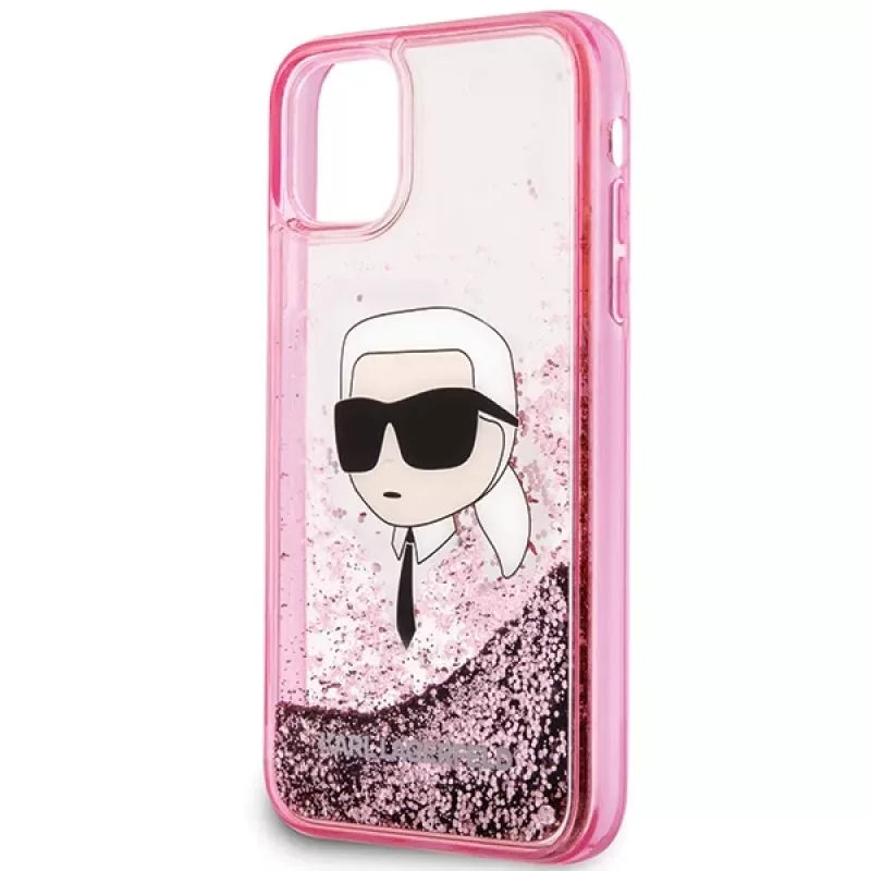 Karl Lagerfeld KLHCN61LNKHCP Capa Rígida para iPhone 11/XR, Rosa, Glitter Karl Head