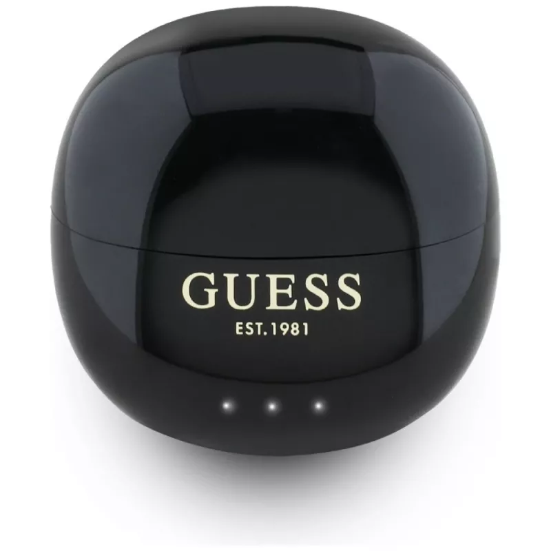 Guess Glossy Effect EggShape Printed Classic Logo Auscultadores TWS Preto