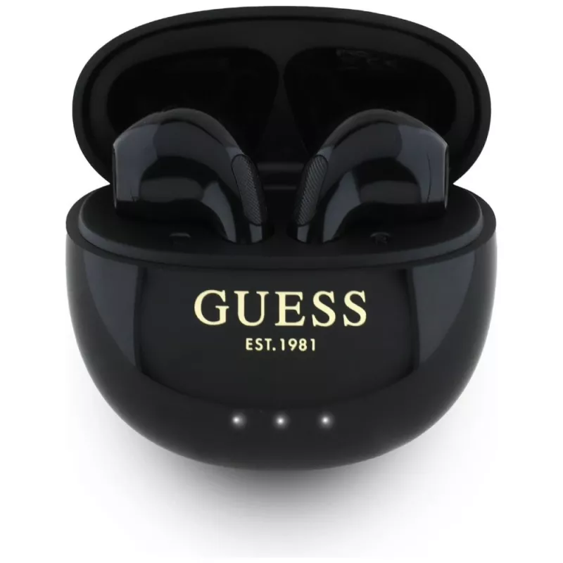 Guess Glossy Effect EggShape Printed Classic Logo Auscultadores TWS Preto