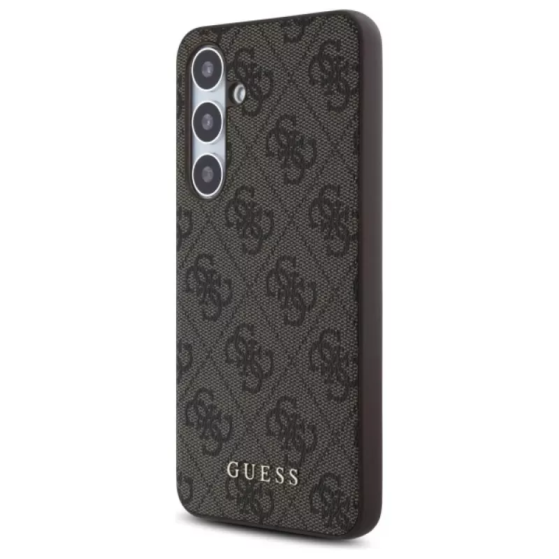Guess 4G Metal Gold Logo Capa Traseira para Samsung Galaxy S24 FE, Castanho